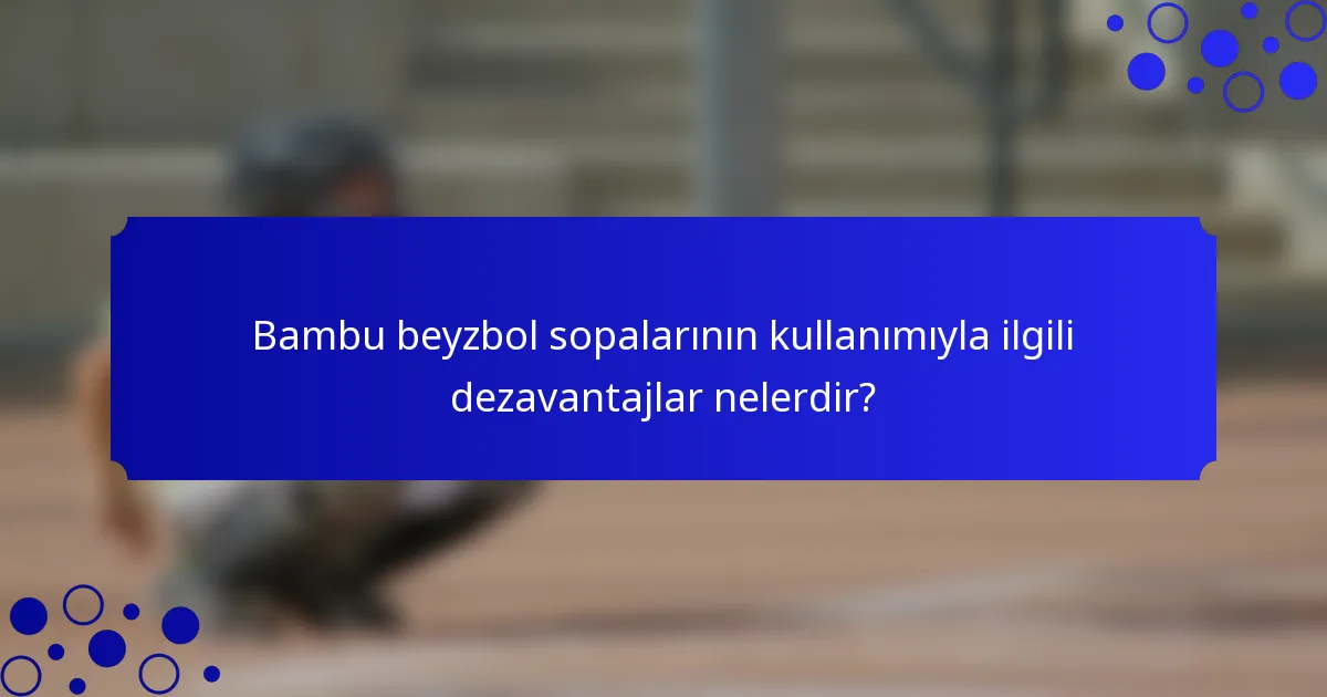 Bambu beyzbol sopalarının kullanımıyla ilgili dezavantajlar nelerdir?