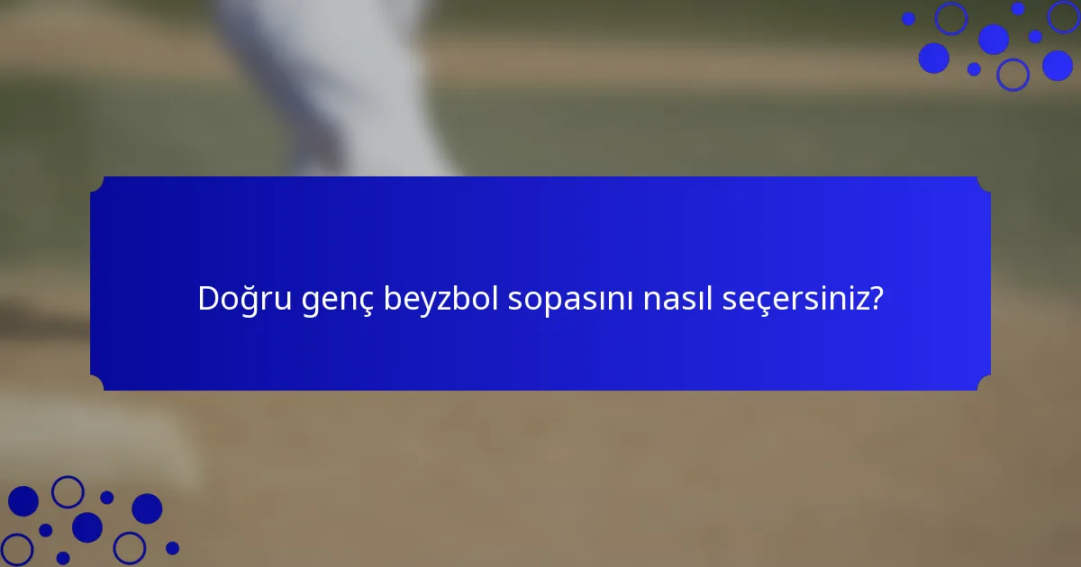 Doğru genç beyzbol sopasını nasıl seçersiniz?