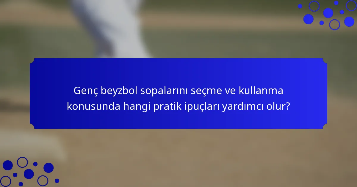 Genç beyzbol sopalarını seçme ve kullanma konusunda hangi pratik ipuçları yardımcı olur?