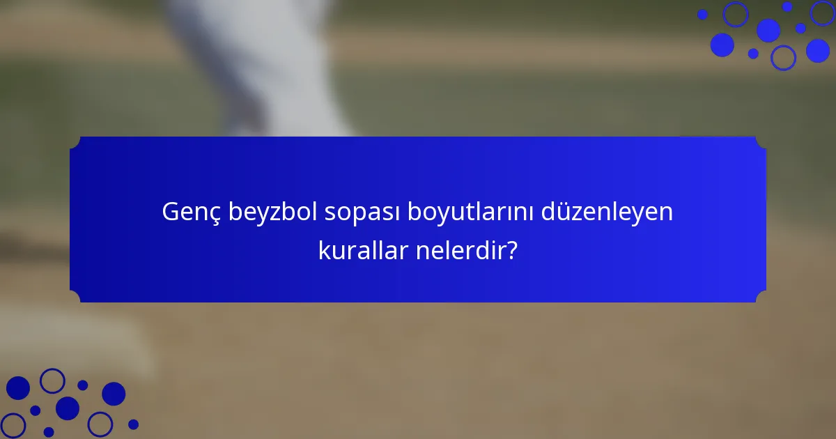 Genç beyzbol sopası boyutlarını düzenleyen kurallar nelerdir?