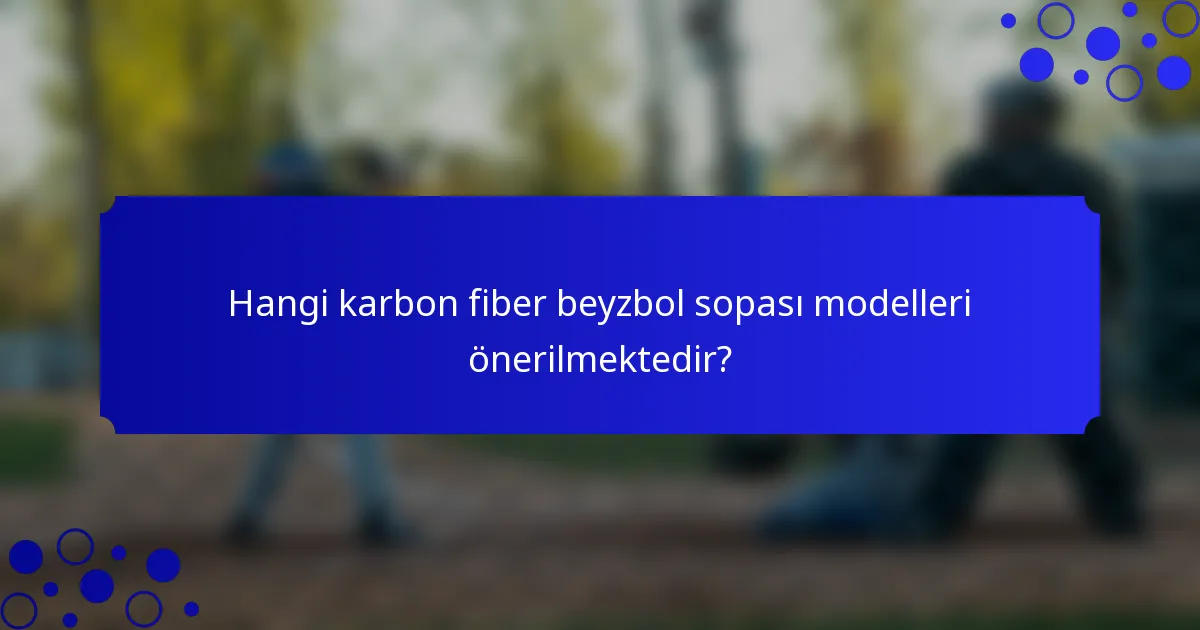 Hangi karbon fiber beyzbol sopası modelleri önerilmektedir?