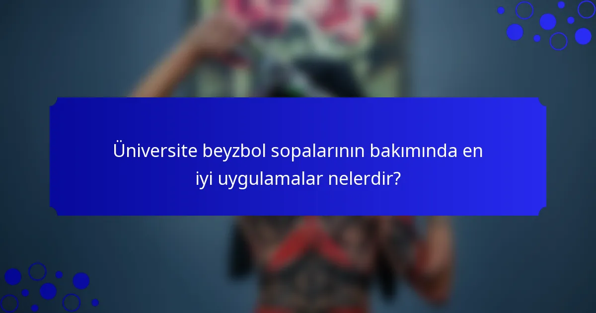 Üniversite beyzbol sopalarının bakımında en iyi uygulamalar nelerdir?